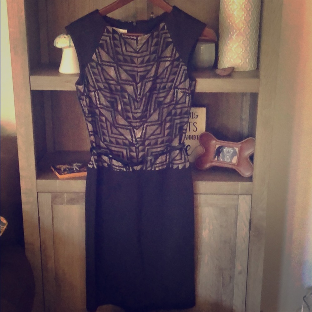 Black dress with lace mesh detail